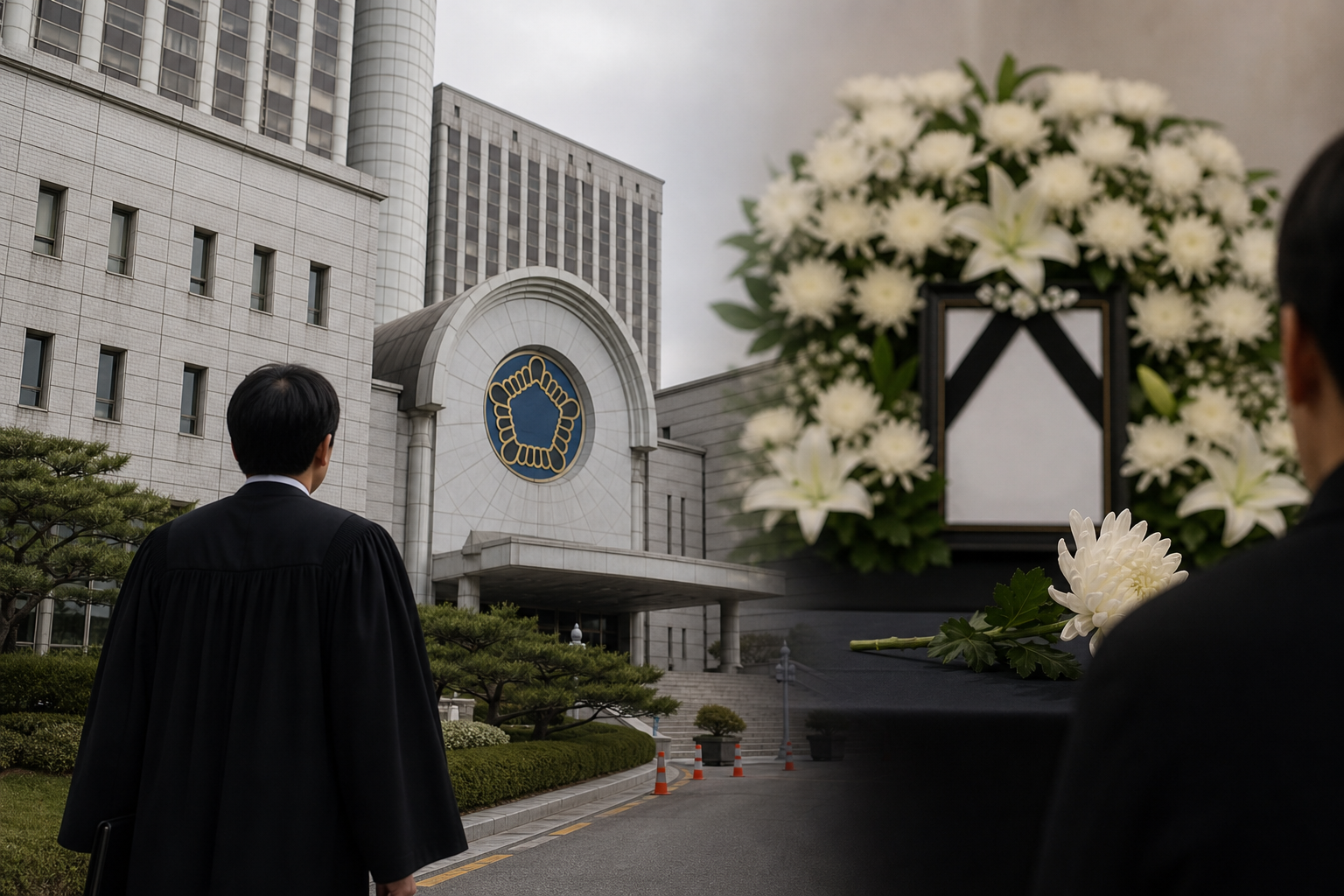법원 건물, 판사, 조문 기사 핵심 맥락을 보여주는 이미지 - 오늘자 보도들에 따르면 신종오 부장판사는 ‘김건희 항소심 유죄 선고’로 알려진 사건을 맡았던 재판 인물로 언급된다. 일부 기사에서는 ‘도이치모터...