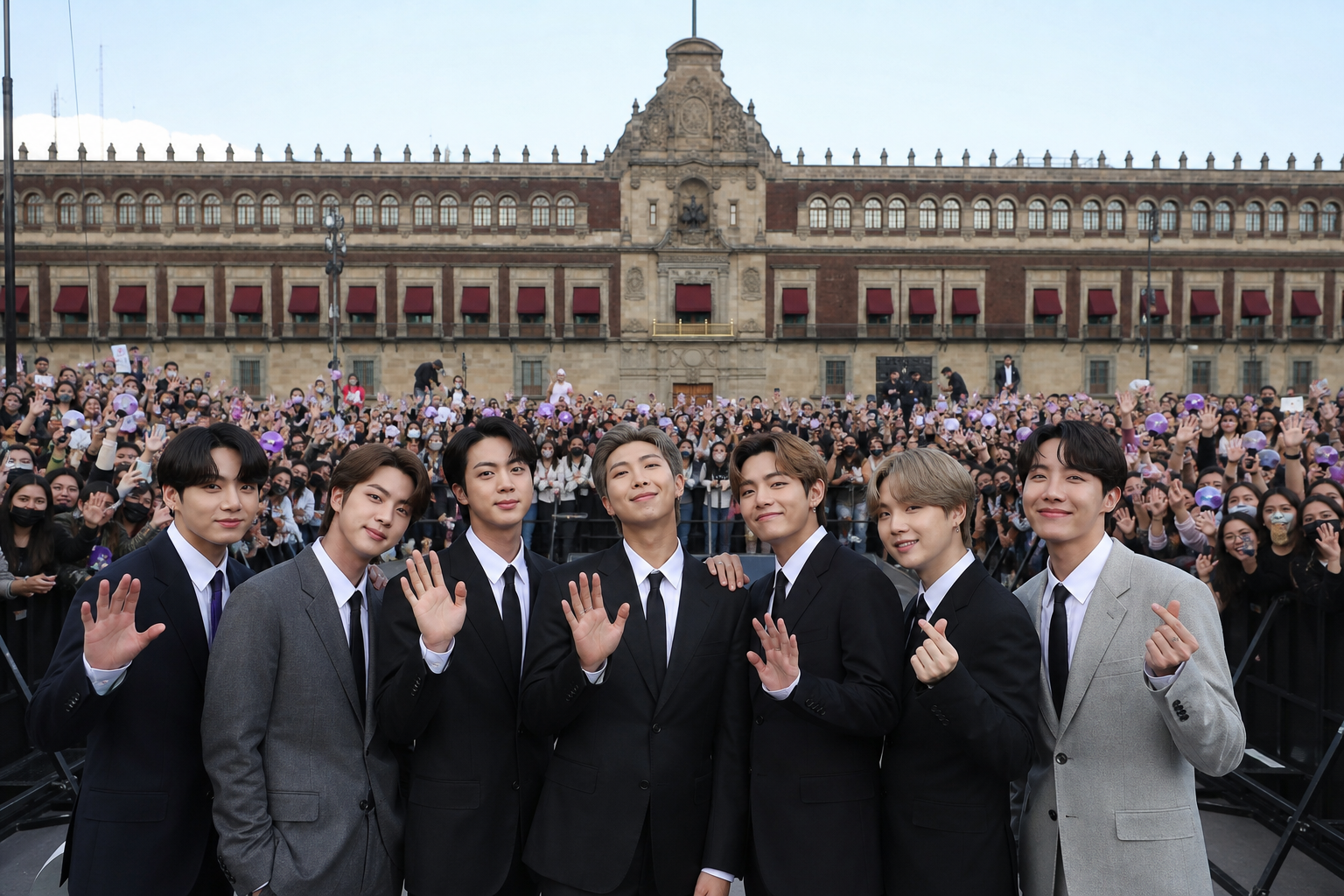 BTS 멕시코 기사 핵심 맥락을 보여주는 이미지 - 이번 멕시코 일정의 핵심은 ‘팬 규모’와 ‘공공 공간’에서의 존재감이었다. 여러 매체는 BTS가 셰인바움 대통령과 관련한 공식 행사 현장에서 공...