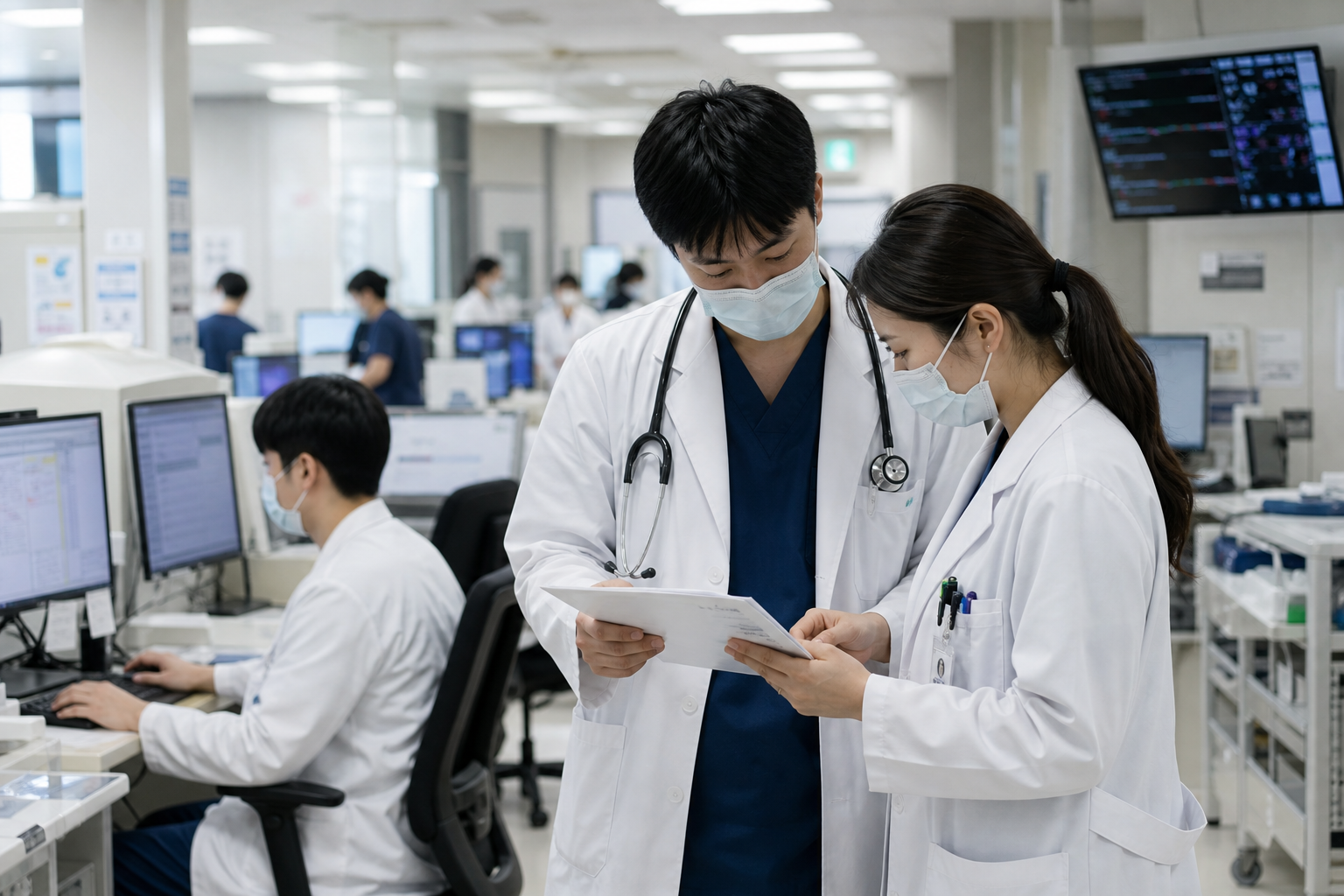 의료진, 병원, 전공의 기사 핵심 맥락을 보여주는 이미지 - 이번 통계에서 가장 두드러진 변화는 전공의의 대규모 복귀다. 서울 상급종합병원 전공의 수는 지난해 1분기 473명에서 올해 1분기 3천861명으...