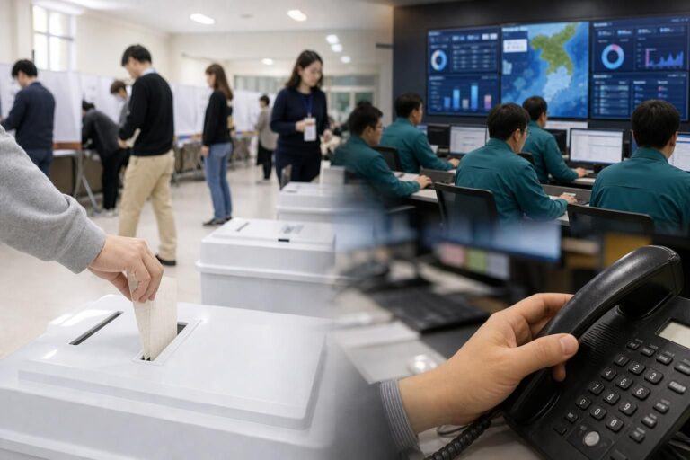 [투표소, 선거관리, 상황실] 기사 대표 이미지 - 전국 투표 현장 “동선·명부 혼선” 잇따라…행안부는 상황실 점검, 신고는 오후 3시 312건