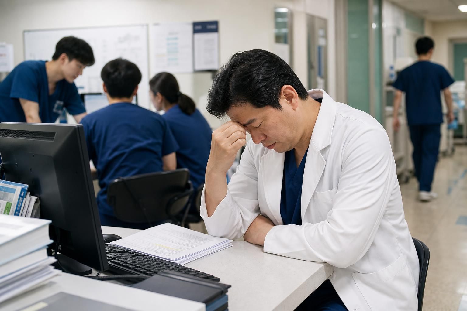 의료현장, 전공의, 근무시간 기사 핵심 맥락을 보여주는 이미지 - 이번 연구는 보건복지부가 의사 수련 환경의 과도한 노동 문제를 개선하기 위해 추진한 ‘전공의 근무시간 단축 시범사업’의 중간 평가다. 시범사업은...