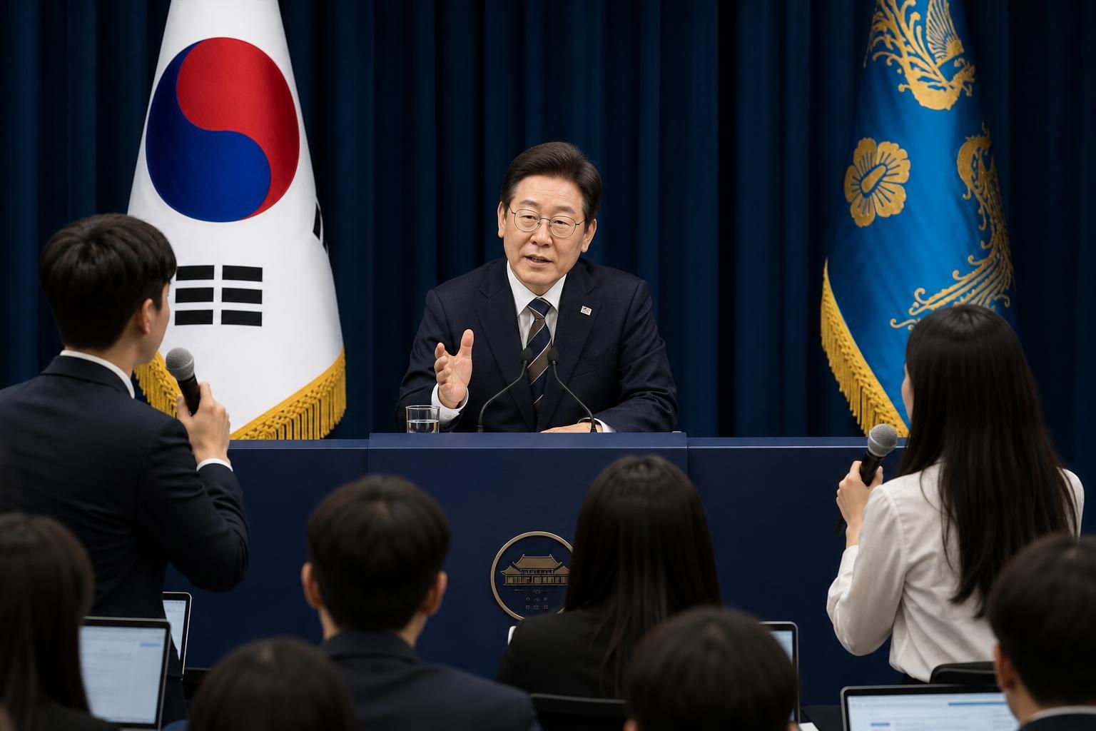 [대한민국, 청와대, 기자회견] 기사 핵심 맥락을 보여주는 이미지 - SBS 보도에 따르면 이번 기자회견은 ‘대체불가 대한민국’ 이라는 슬로건을 앞세워 진행된다. 대통령은 이 자리에서 국민주권정부의 지난 1년을 평...