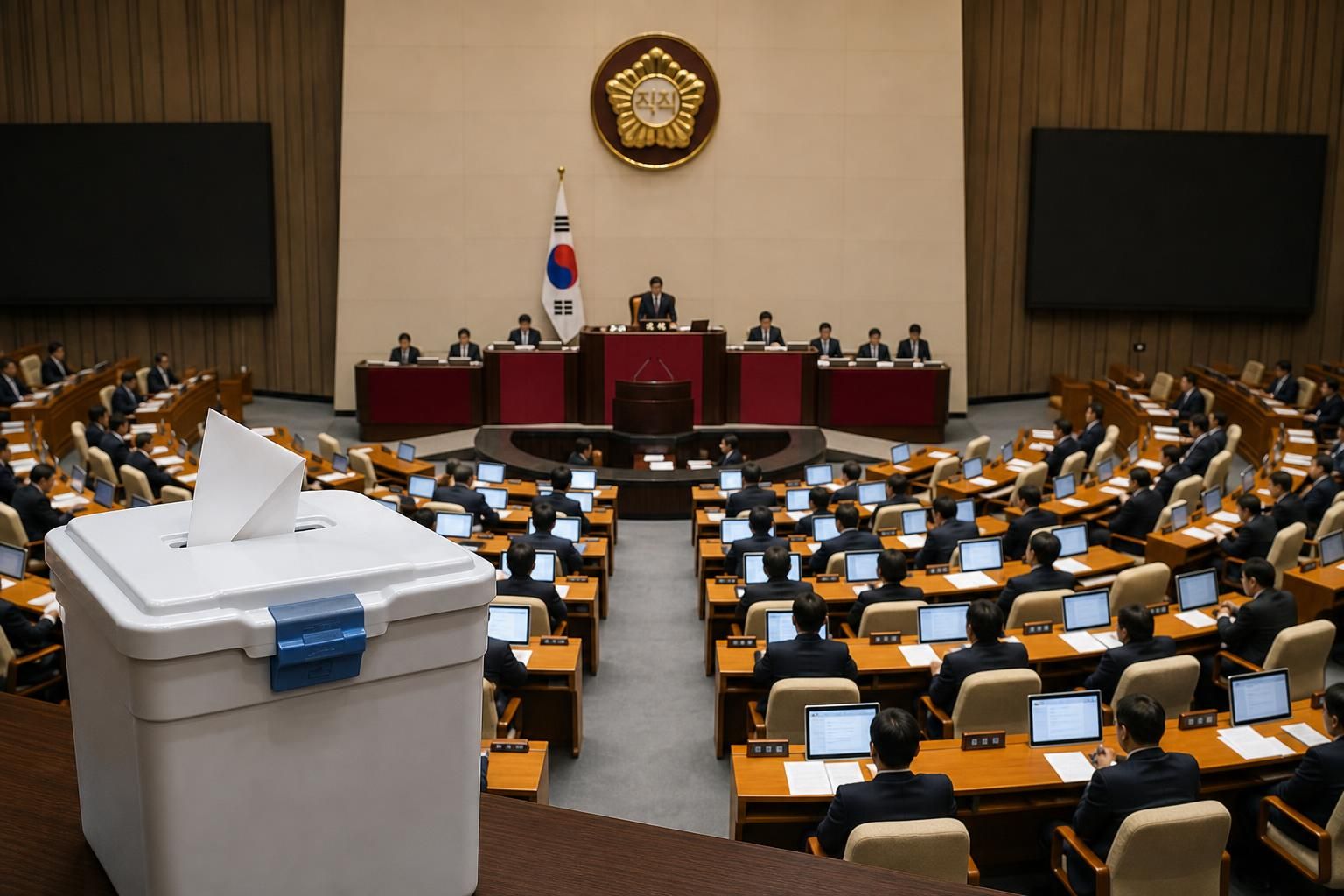 [선거, 국회, 투표함] 기사 핵심 맥락을 보여주는 이미지 - 국민의힘은 ‘제9회 전국동시지방선거 투표용지 부족 사태 등 국민 참정권 침해 진상규명 및 선거관리 개혁’을 위한 국조특위 위원장에 인천 5선 윤...