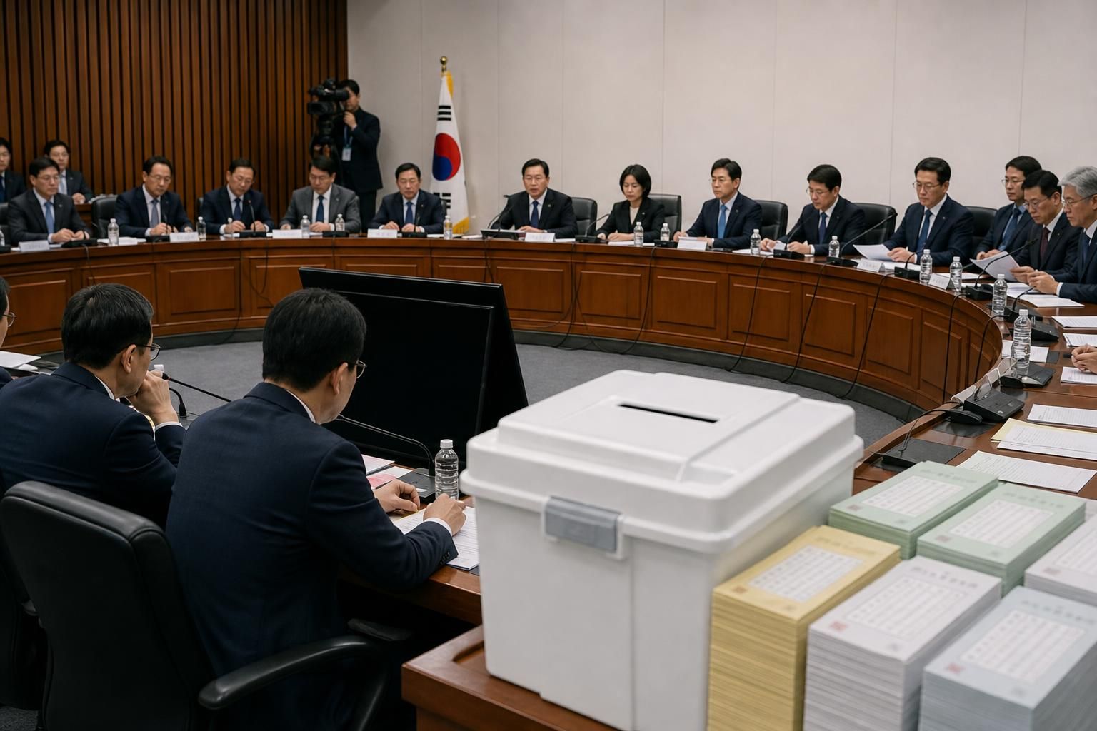 [선거, 국회, 투표함] 기사 영향과 배경을 설명하는 이미지 - 토론회에는 참석자들이 선거 재발 방지를 위한 방안으로 선관위 조직 개혁 , 그리고 내·외부 감시·관리 강화 등을 제안한 것으로 전해졌다. 대학생...
