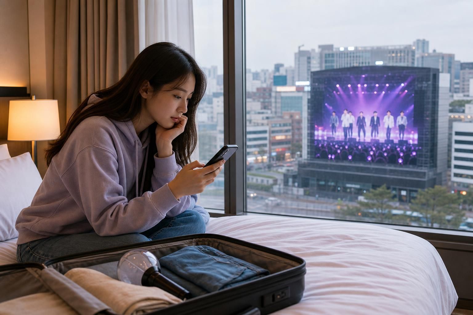 [BTS 투어, 공연 여행, 숙소 검색] 기사 핵심 맥락을 보여주는 이미지 - 숙소 예약은 대체로 공연·행사보다 선행해 결정되는 경향이 있다. 일정이 고정된 공연의 경우 관람 당일뿐 아니라 전후 일정까지 포함해 숙박을 잡아....