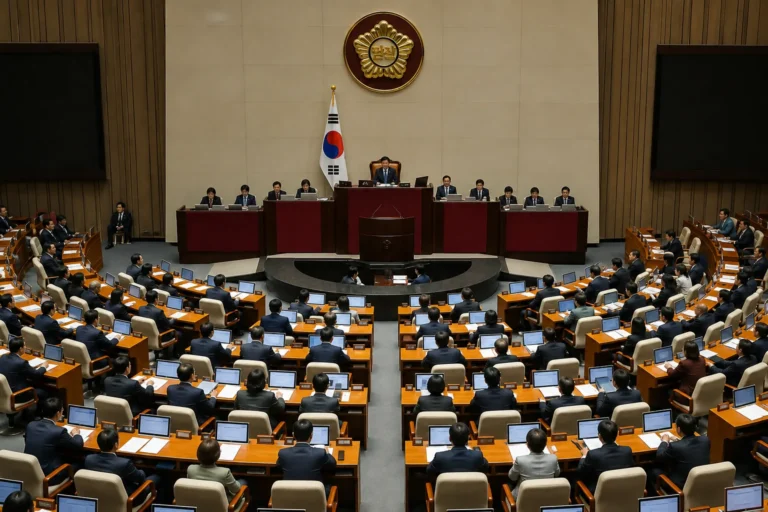 여야 전당대회와 당내 갈등을 상징하는 국회 정치 이미지