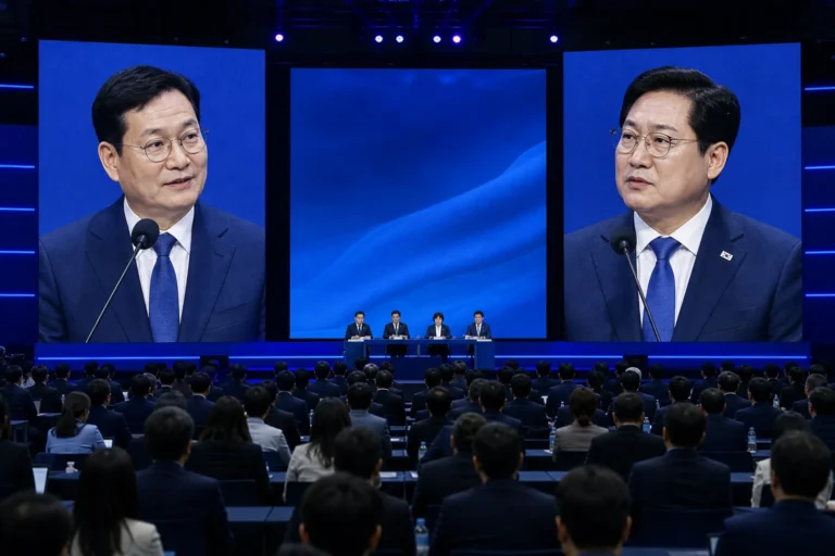더불어민주당 전당대회 국면에서 송영길 정청래 노무현 적통 논쟁을 상징하는 정치 뉴스 이미지