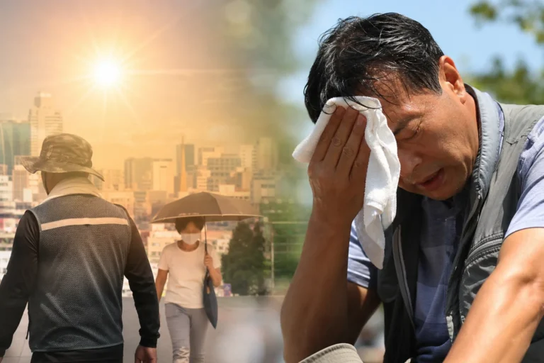 서울 폭염주의보와 온열질환 사망 증가를 보여주는 도심 이미지