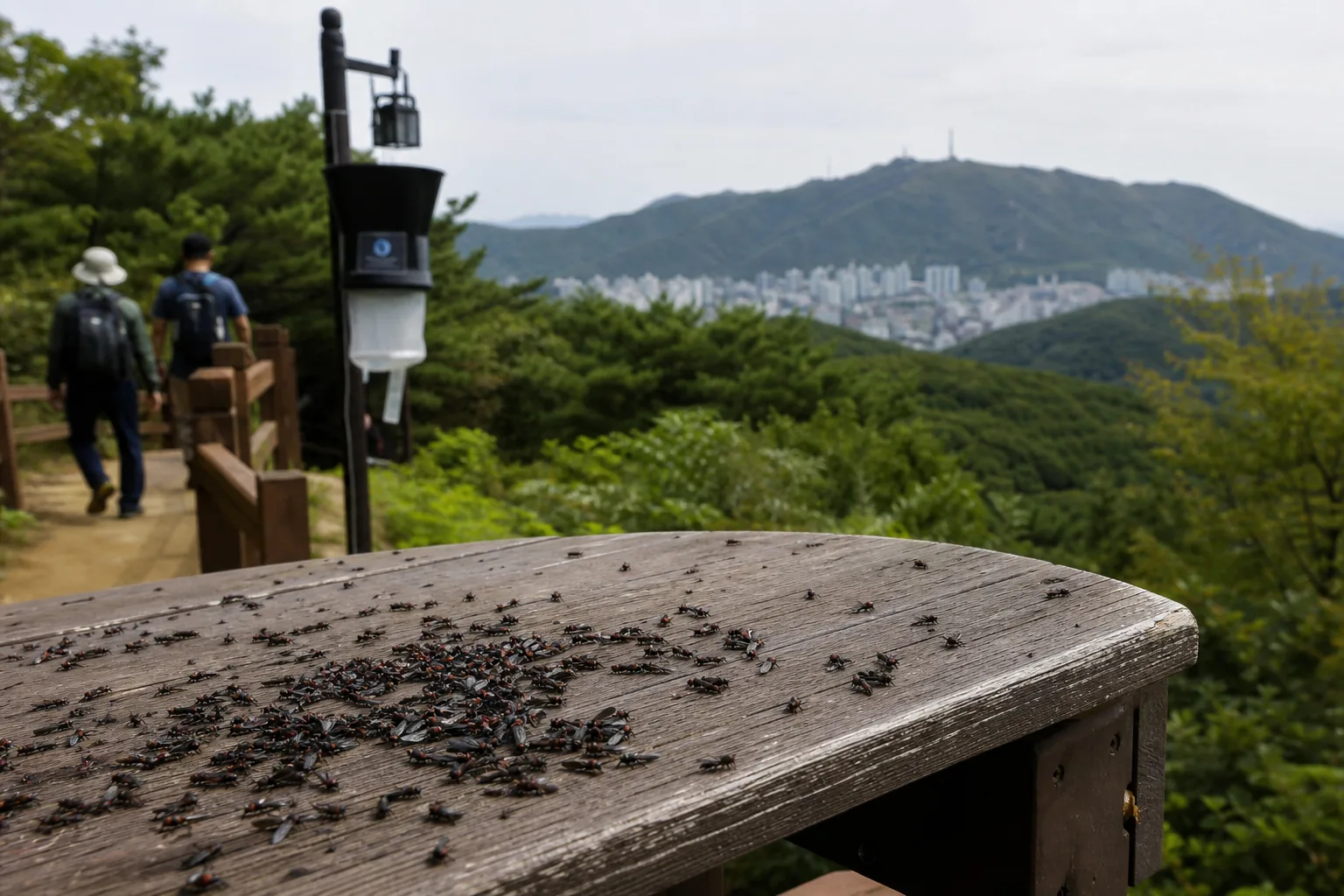 도심과 산림 경계에서 진행되는 러브버그 친환경 방제 작업 이미지