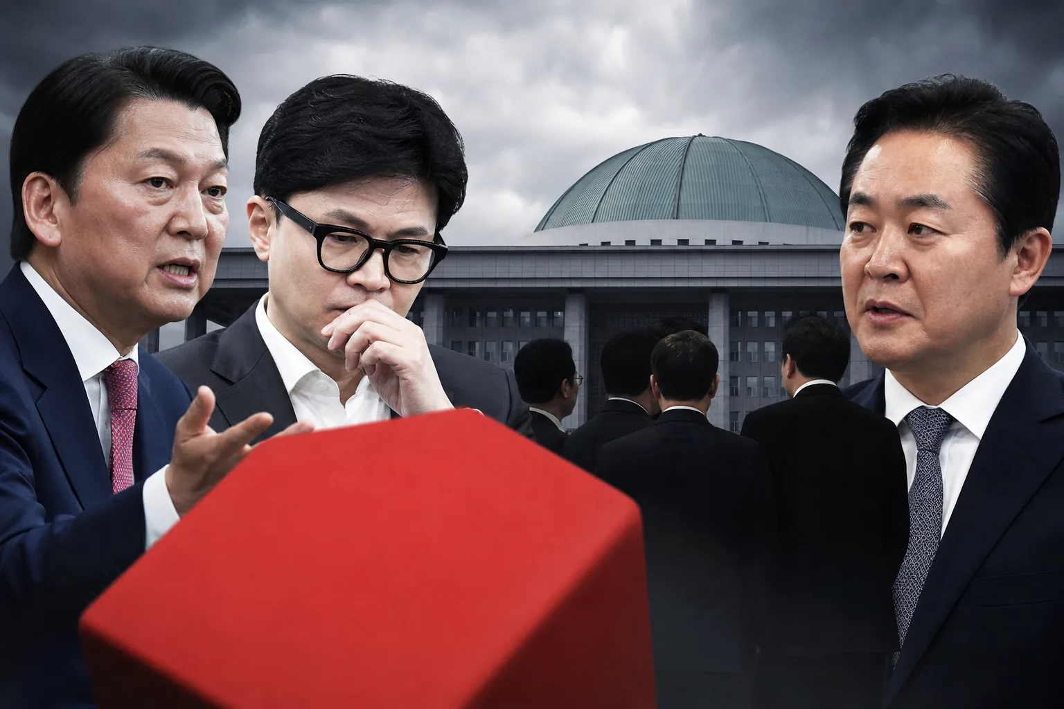 당내 계파 갈등과 전당대회 이후 권력 구도를 나타내는 정치 이미지