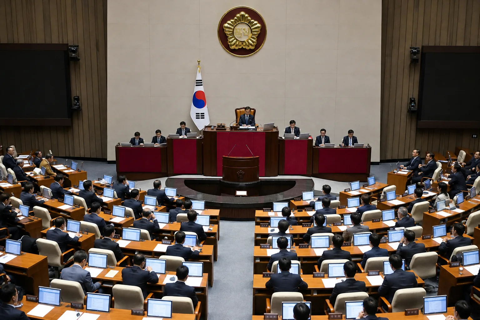 국회 본회의 상임위원장 선출과 여야 대치 상황을 보여주는 이미지