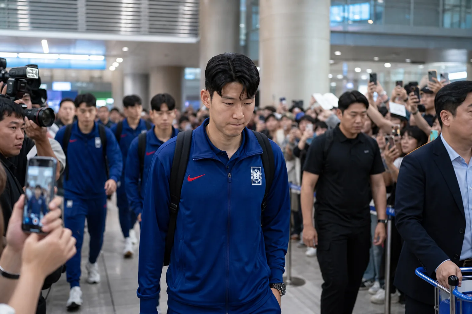 축구 전술판과 대표팀 유니폼이 놓인 회의실