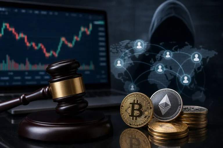 미신고 가상자산사업자 규제와 투자자 보호를 상징하는 이미지
