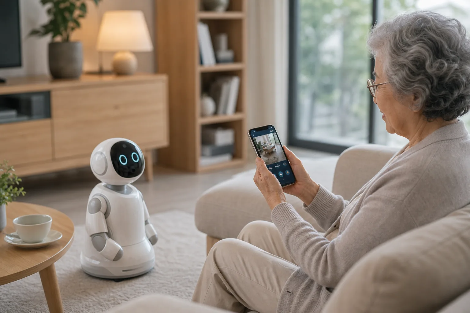 AI 로봇과 보호자 앱을 통한 원격 돌봄 이미지
