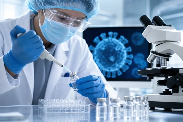 mRNA 백신 연구와 공중보건 효과를 설명하는 이미지