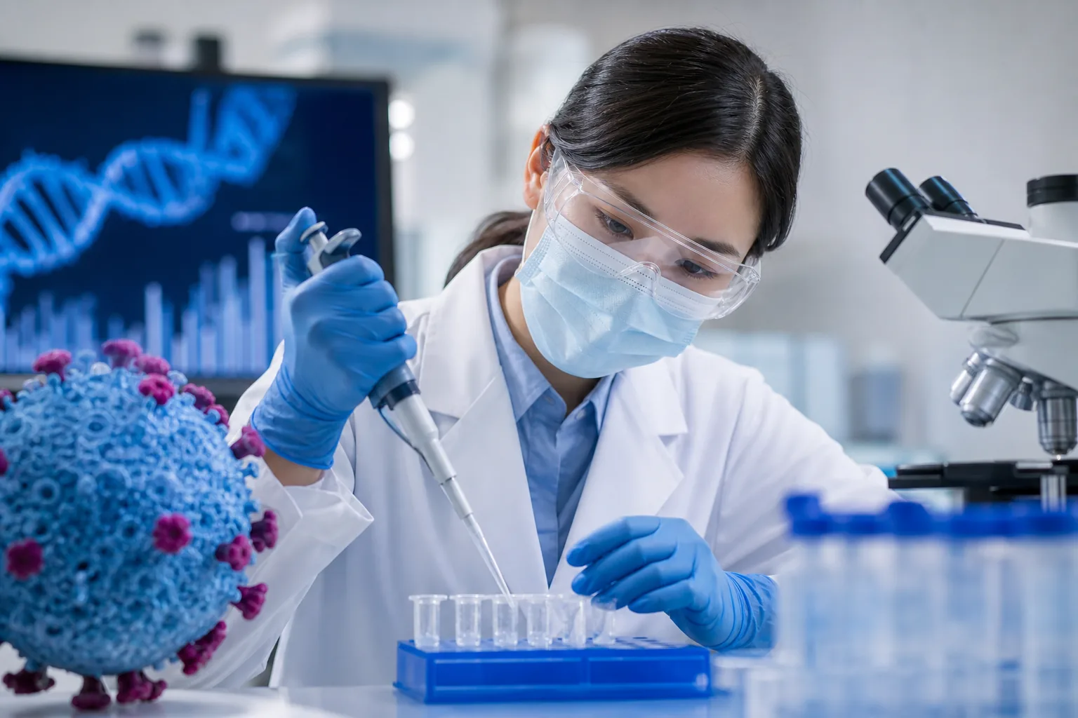 mRNA 기술이 감염병과 암 치료 연구로 확장되는 이미지
