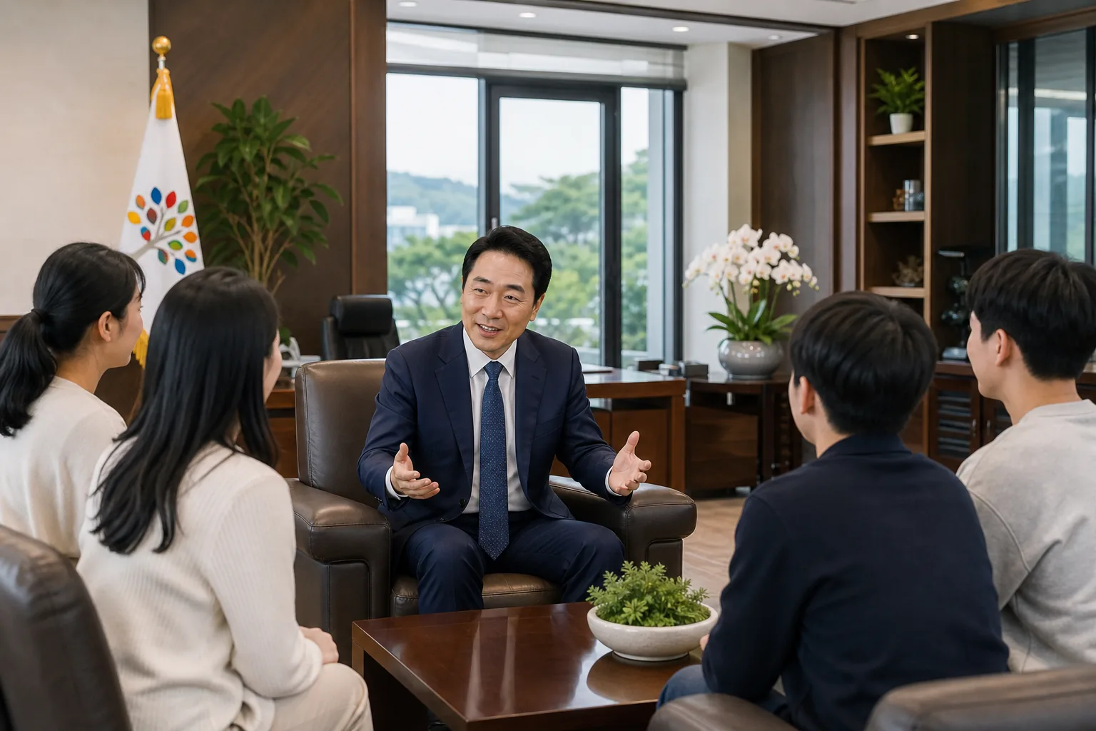 도민에게 열린 지방정부 집무실과 행정 기록 공개를 표현한 이미지