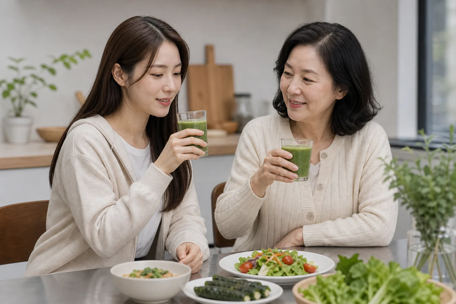 식습관 개선과 가족력 관리를 보여주는 건강 생활 이미지