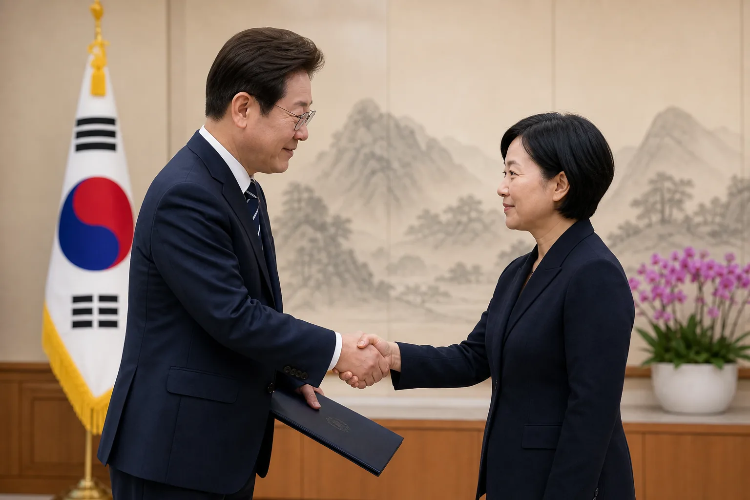 청와대에서 진행되는 국무총리 임명장 수여식 이미지