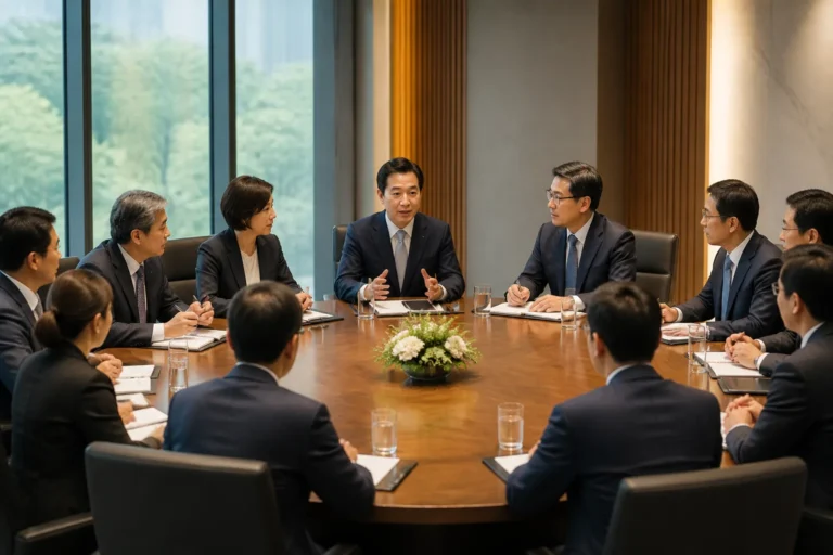 청와대와 은행권의 상생금융 전략 회의를 표현한 이미지