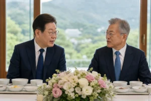 청와대 오찬에서 민주당 단합을 논의하는 정치권 분위기