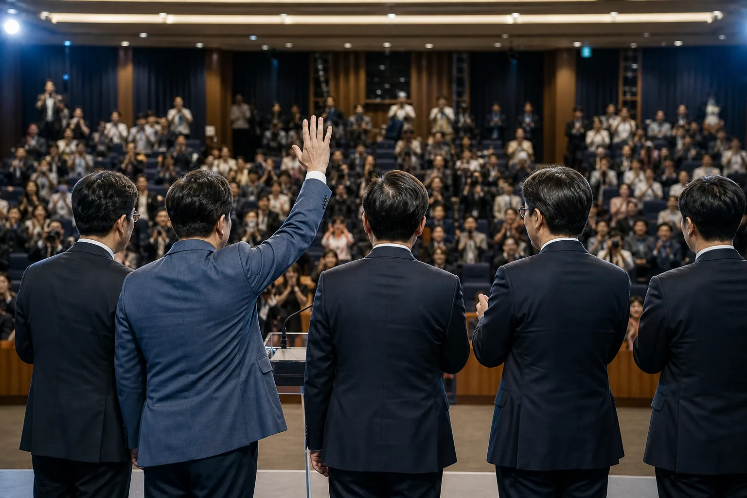 민주당 당권 경쟁 속 통합과 확장 노선이 교차하는 모습
