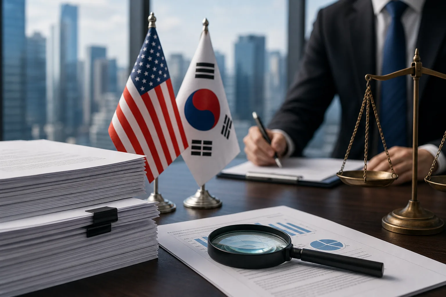 미국 의회 보고서와 한국 규제기관 쟁점을 보여주는 이미지