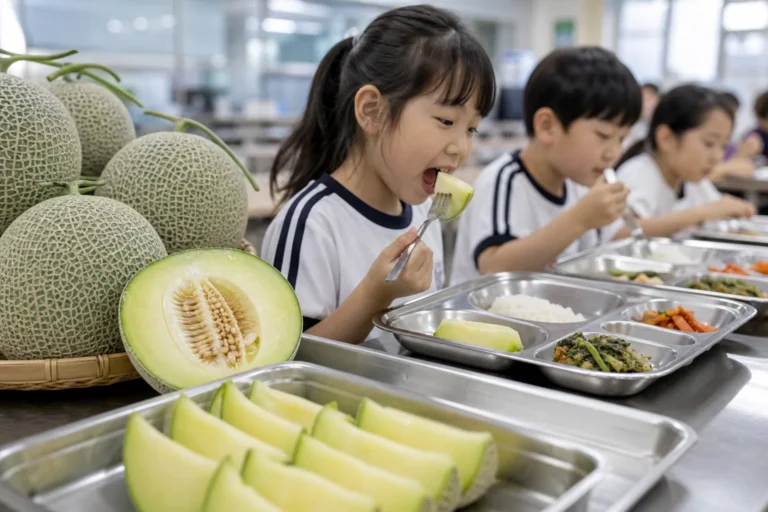 평창 멜론과 학교급식 로컬푸드 공급을 표현한 이미지