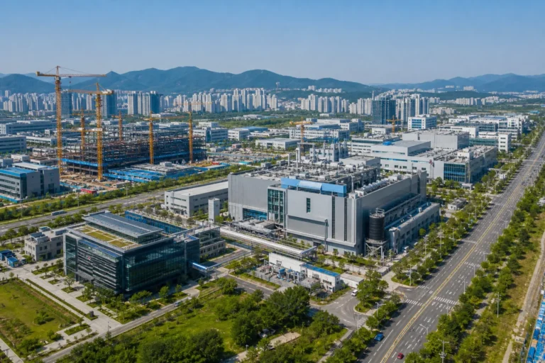 충청권 첨단산업 투자와 반도체 클러스터를 상징하는 이미지