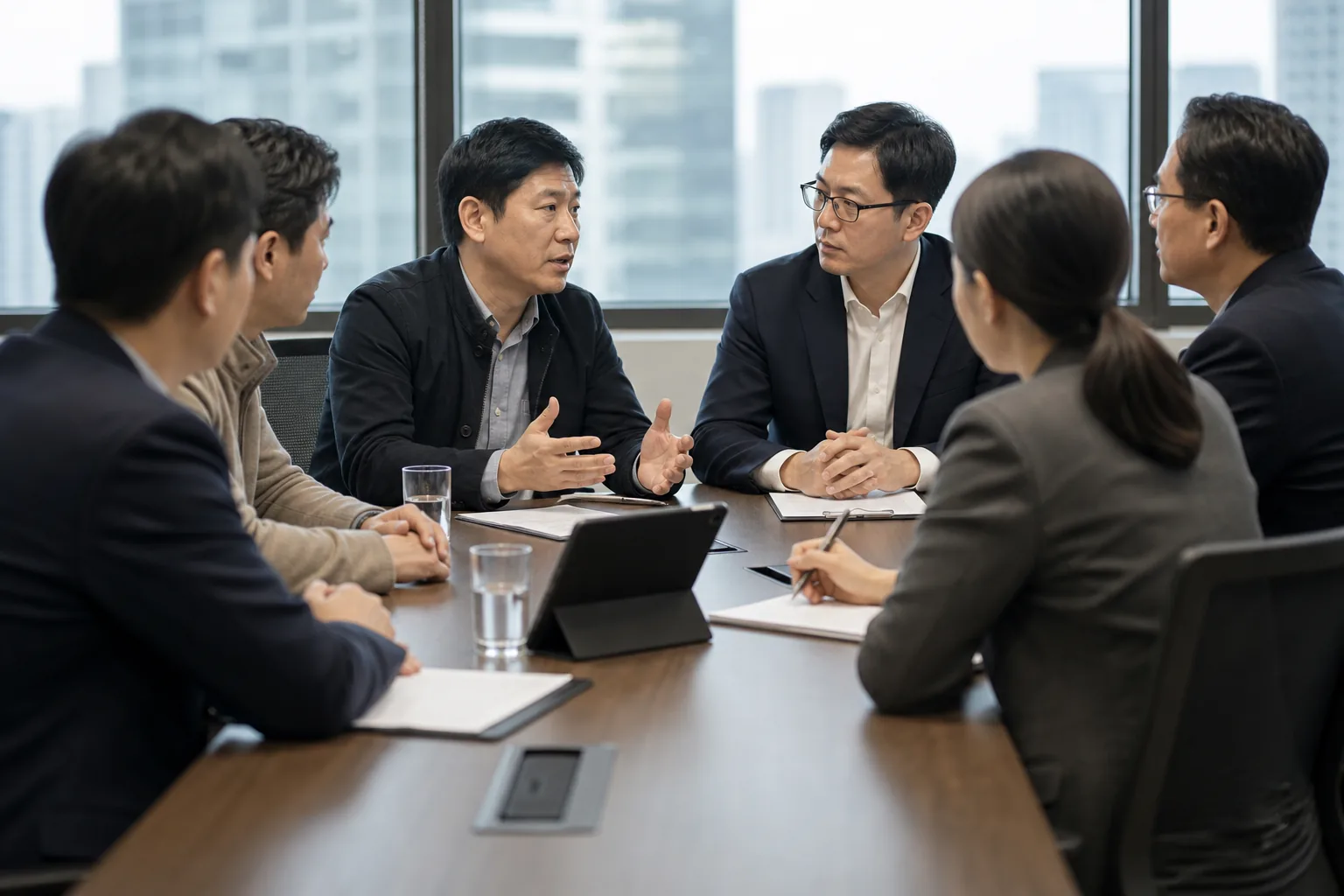 산별노조 교섭 구조를 설명하는 IT 기업 회의 이미지