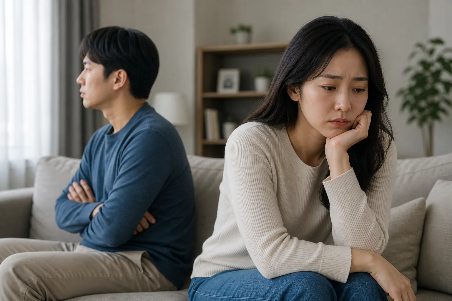 부부의 결혼 만족도 차이를 나타내는 가정 생활 이미지