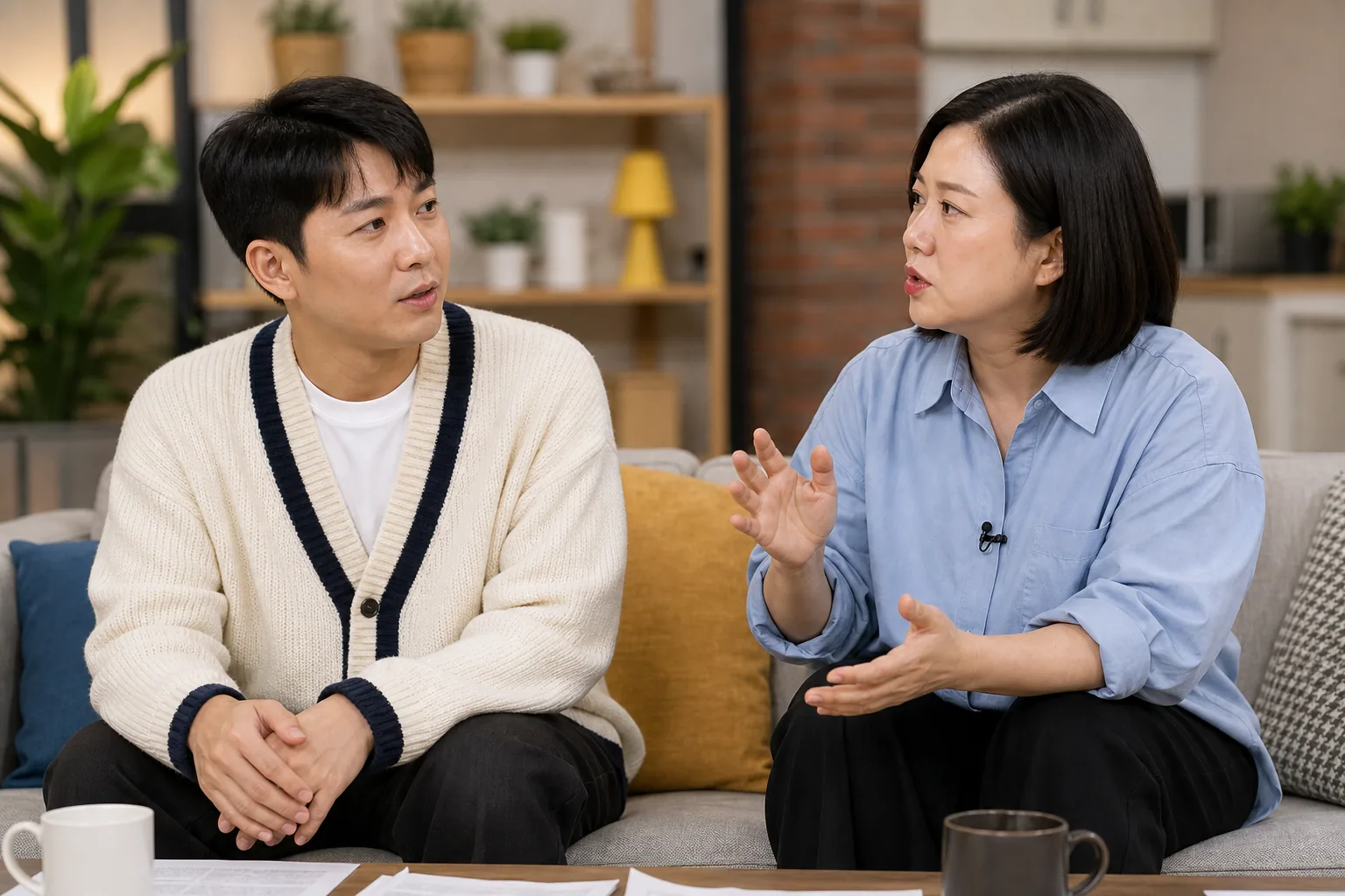싱글 라이프를 상징하는 아늑한 거실과 예능 촬영 분위기