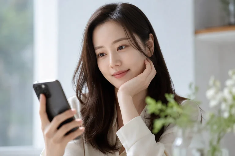배우의 SNS 근황과 차분한 메시지를 상징하는 스마트폰 이미지