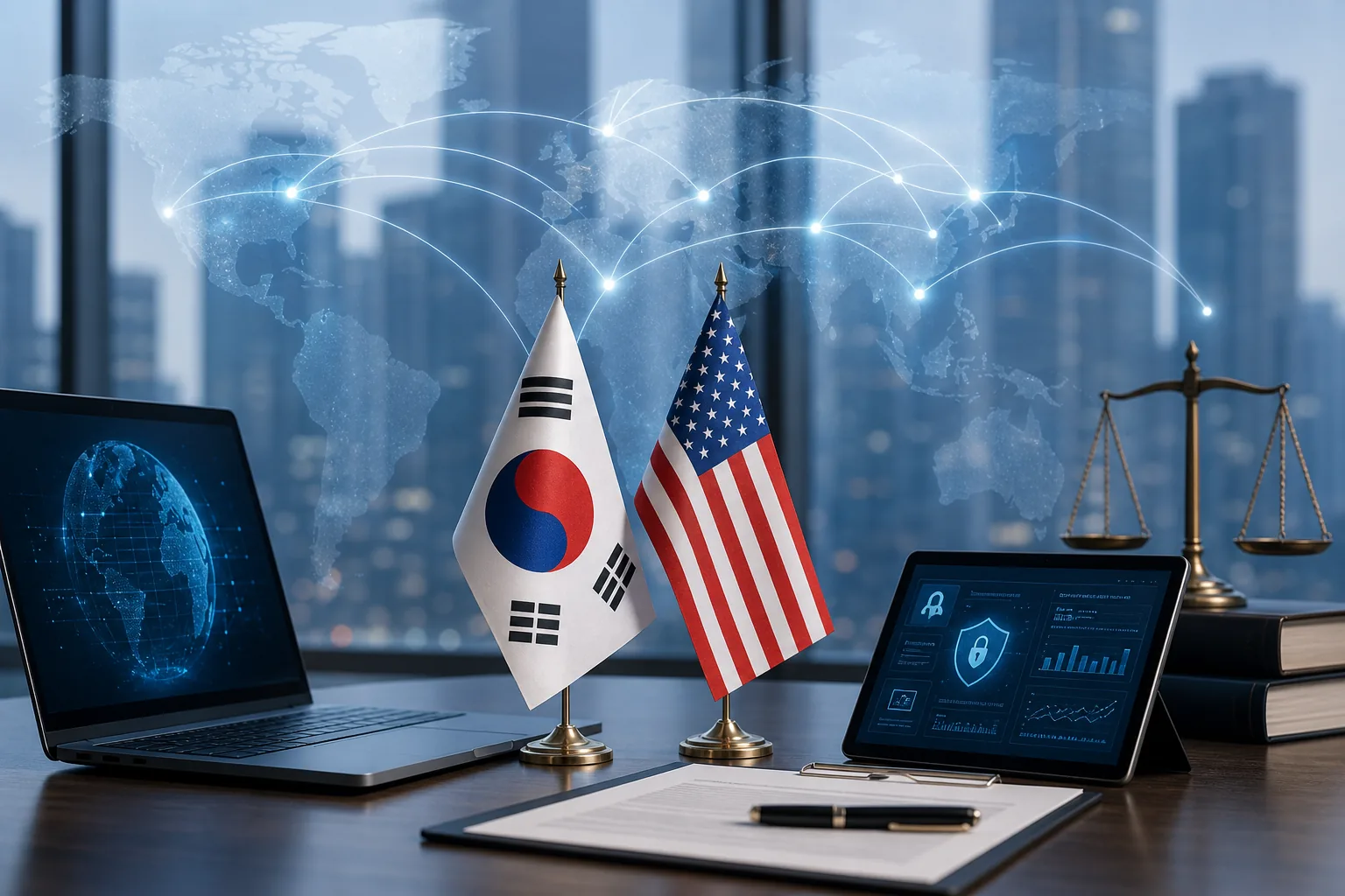 디지털 플랫폼 규제와 국제 협력을 보여주는 이미지