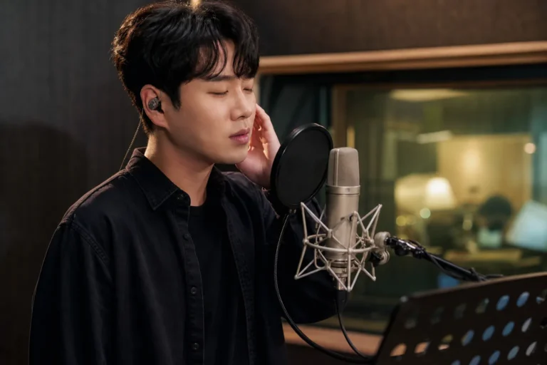 드라마 OST 녹음실과 음악 제작 현장을 표현한 이미지