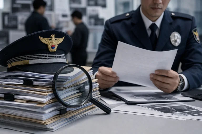 경찰 수사 신뢰 회복과 전수조사 발표를 표현한 이미지