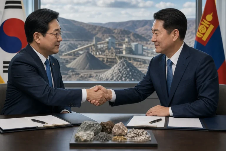 한국과 몽골의 핵심 광물 공급망 협력을 표현한 이미지