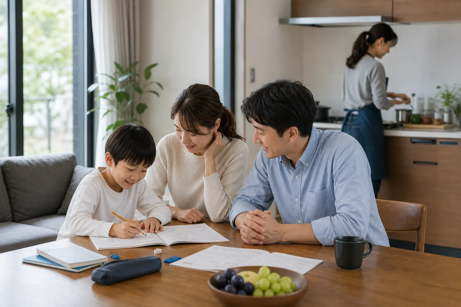 가족 일정과 기업 근무제 개편을 함께 보여주는 이미지