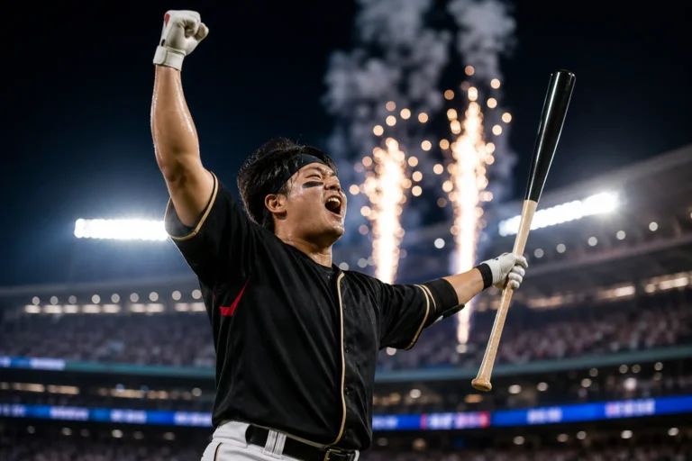 KBO 홈런 더비에서 우승한 강타자의 세리머니를 상징하는 장면