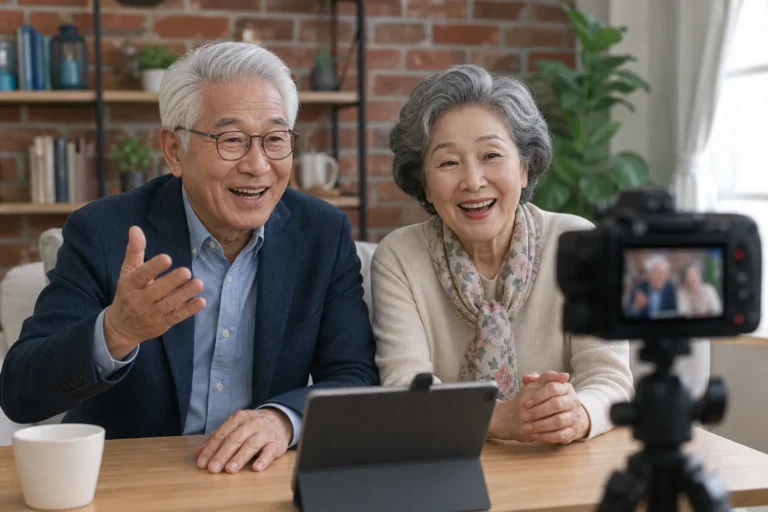 80대 원로 배우들의 유튜브 전성기를 상징하는 이미지