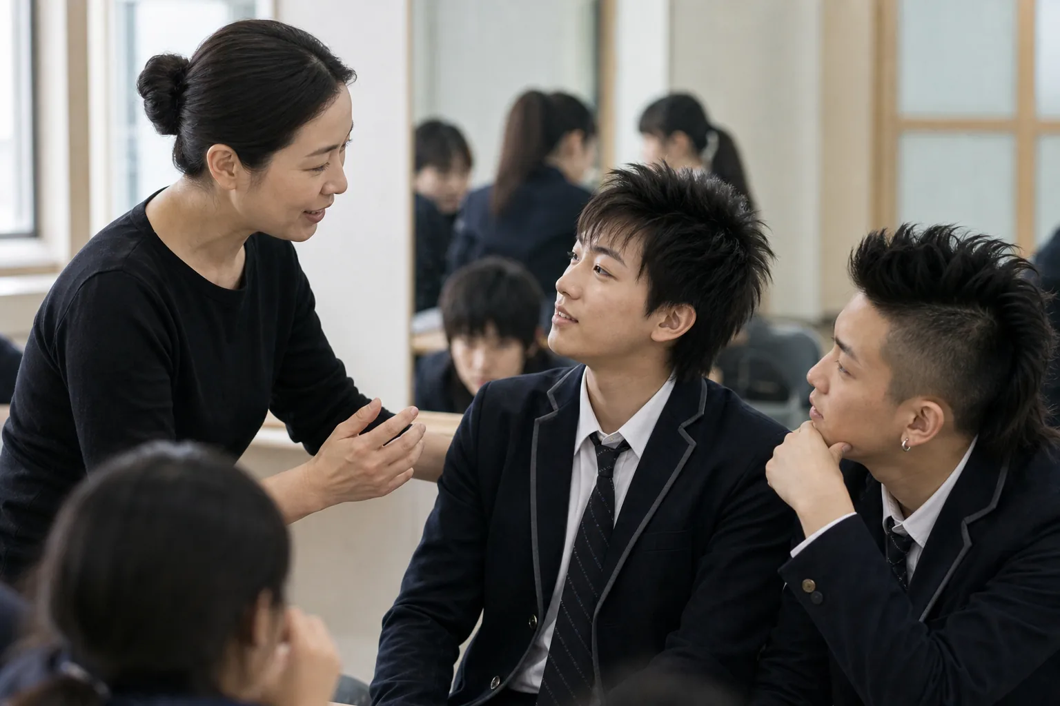 교사의 기억과 대중문화 스타 성장 과정을 보여주는 교실 풍경