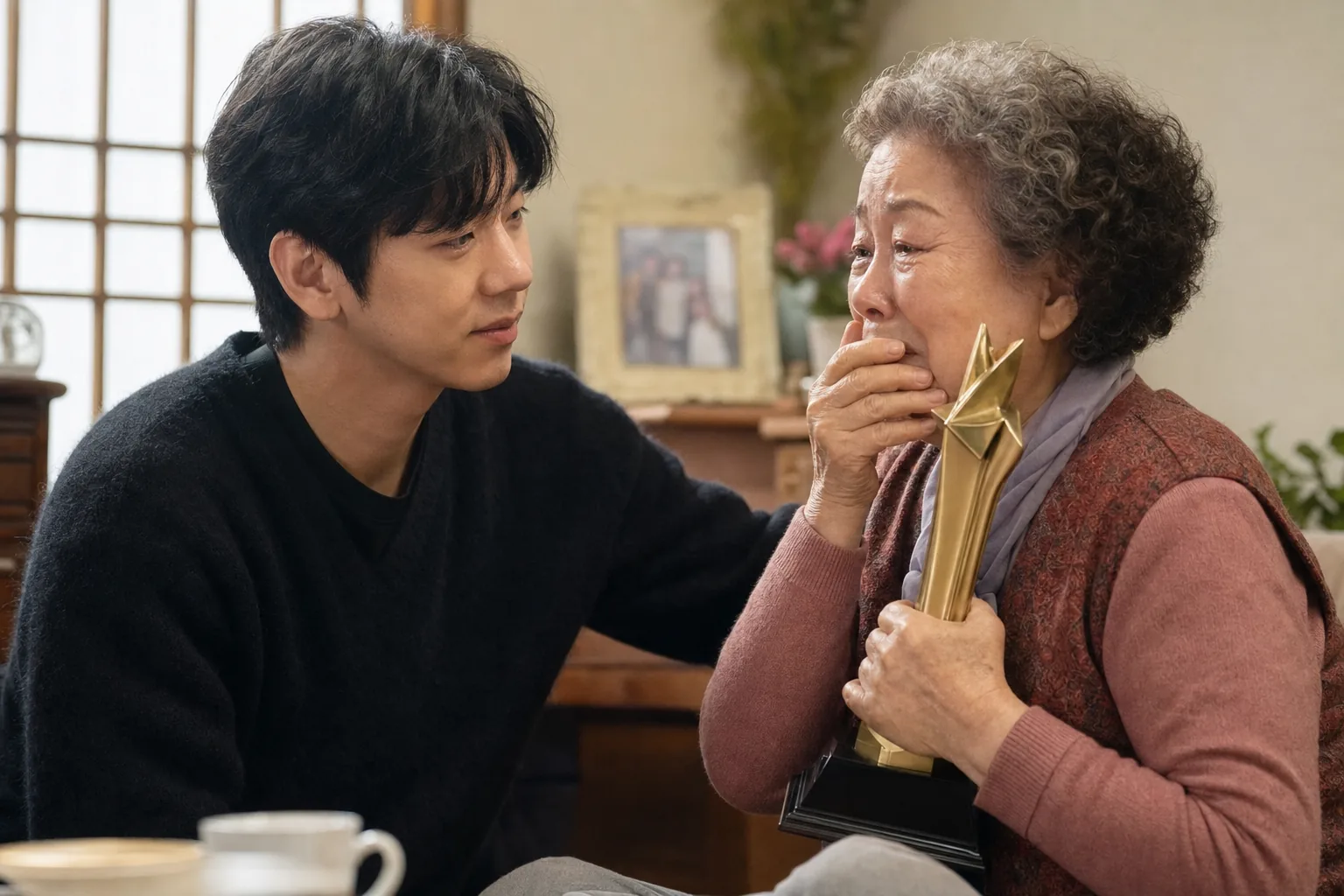 트로피와 기부 증서로 전하는 가족의 약속