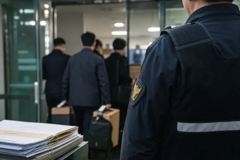경찰 수사 비위 의혹과 압수수색을 상징하는 이미지