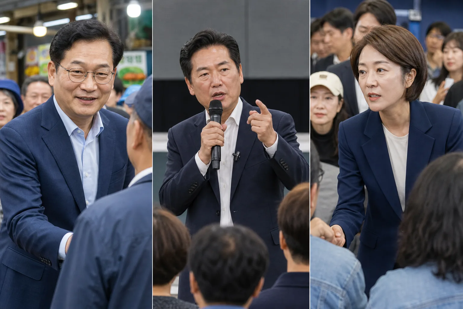 정당 경선 캠페인과 온라인 메시지 경쟁을 표현한 이미지