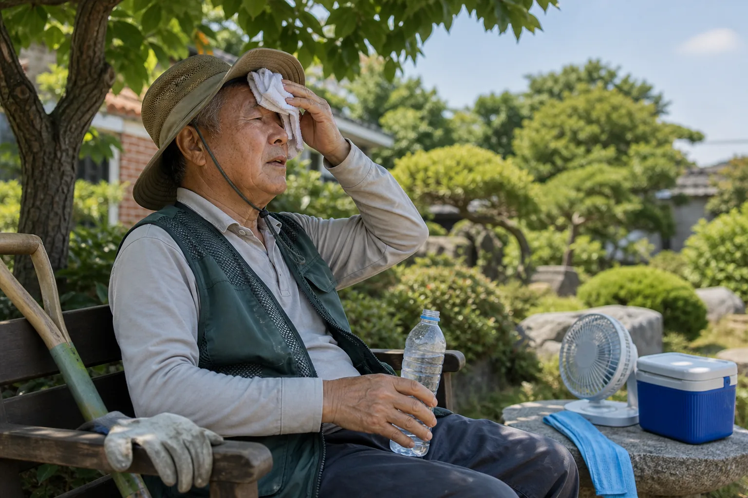 무더위 취약 시간대 건강 관리와 응급 대응을 설명하는 이미지