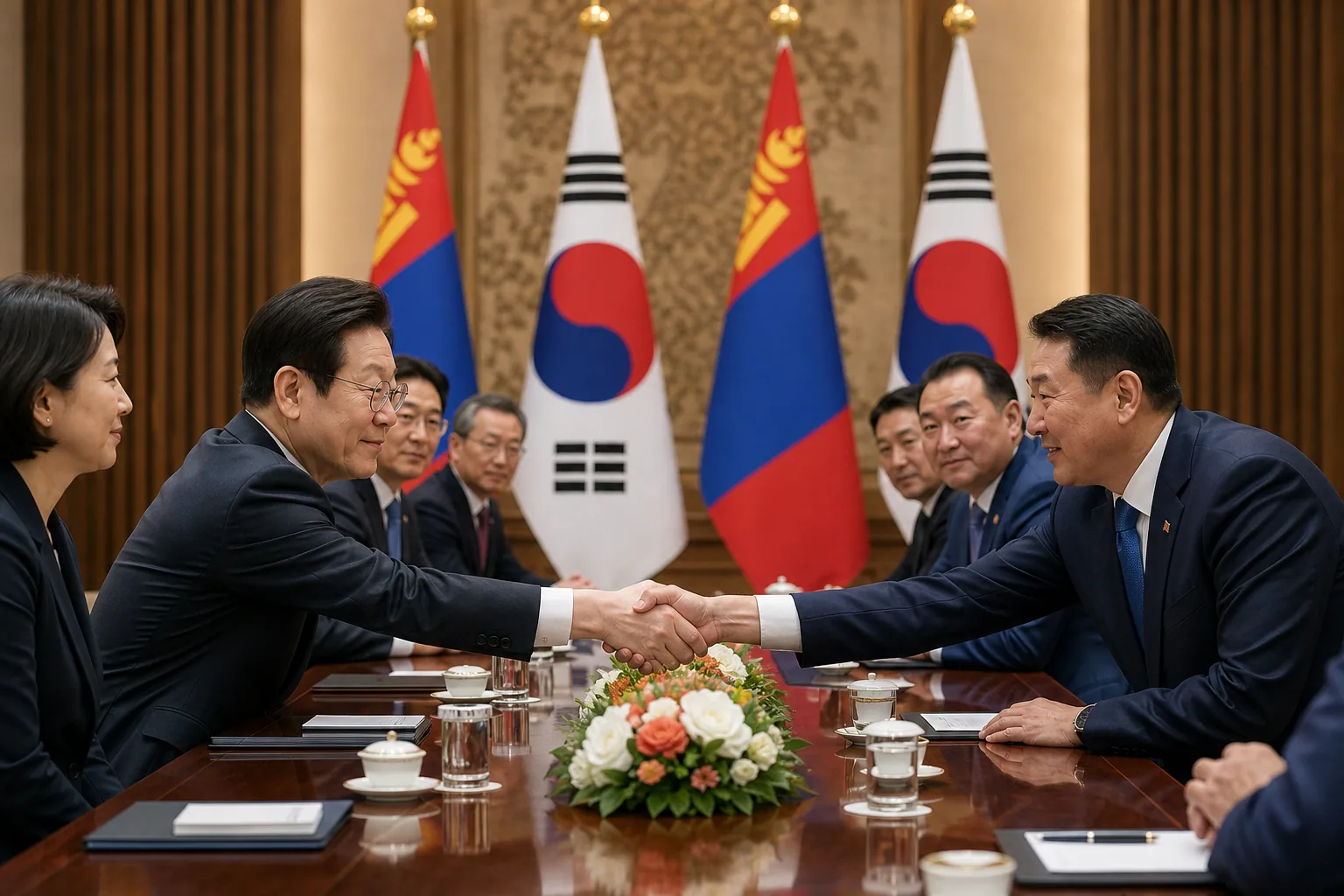 한국과 몽골의 협력 확대를 상징하는 정상외교 이미지