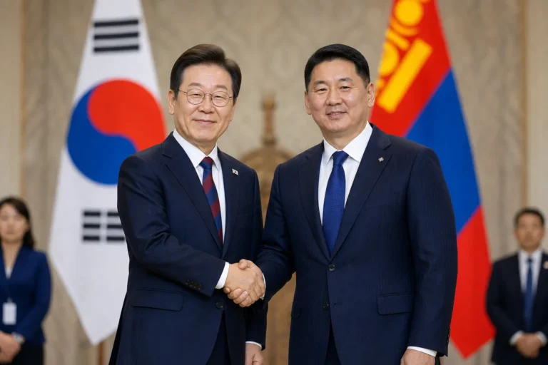한국과 몽골 정상외교와 공동선언을 보여주는 이미지