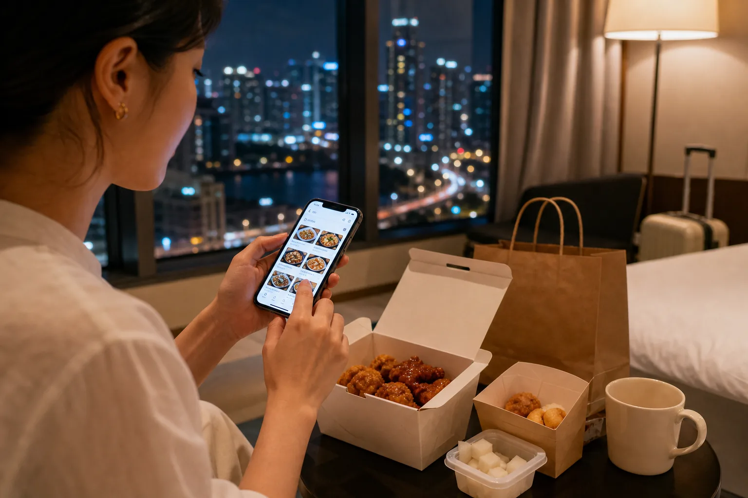 외국인 관광객의 K배달 주문 증가를 보여주는 서울 음식 배달 장면