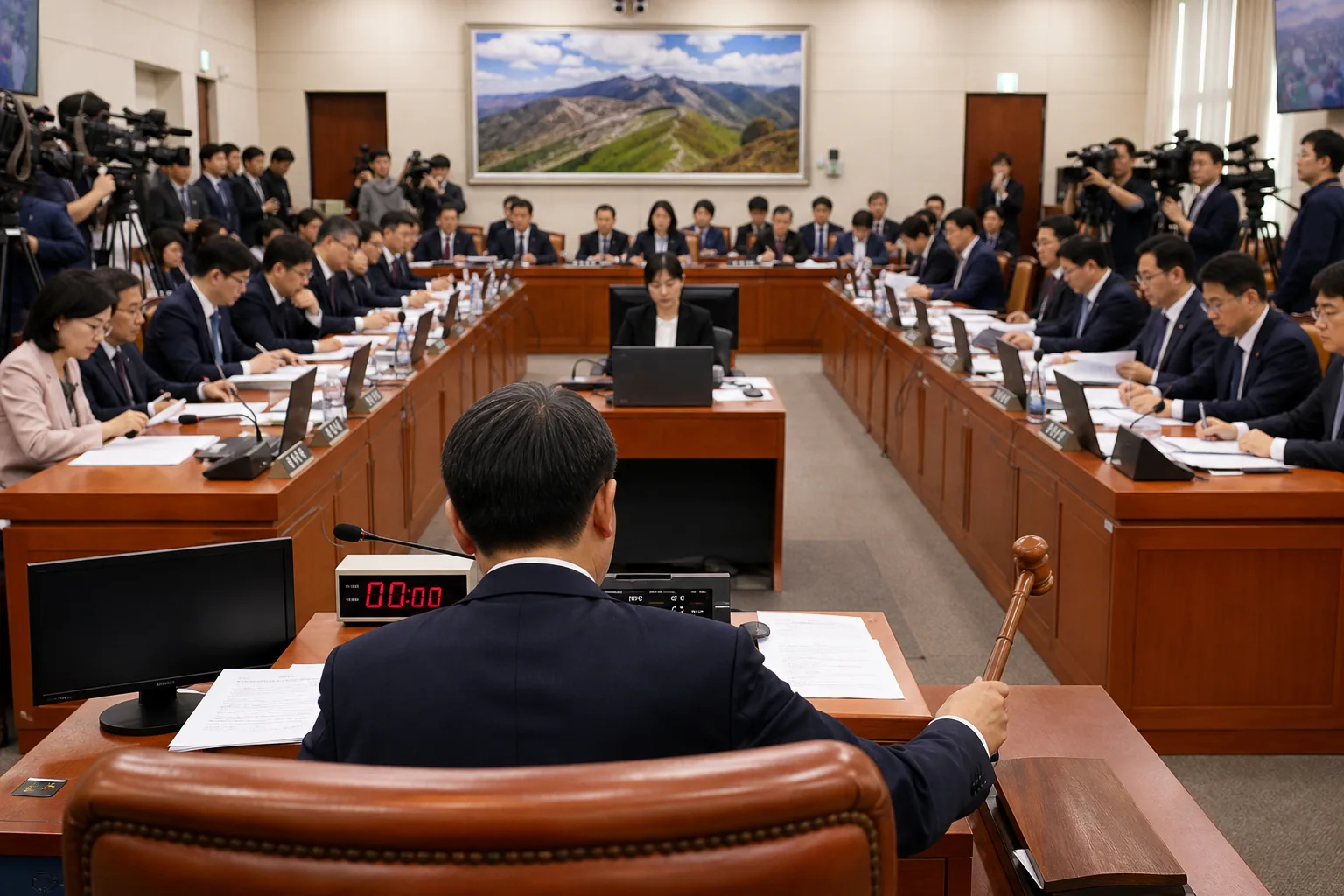 국회 법제사법위원회에서 형사소송법 개정안을 논의하는 모습을 표현한 AI 이미지