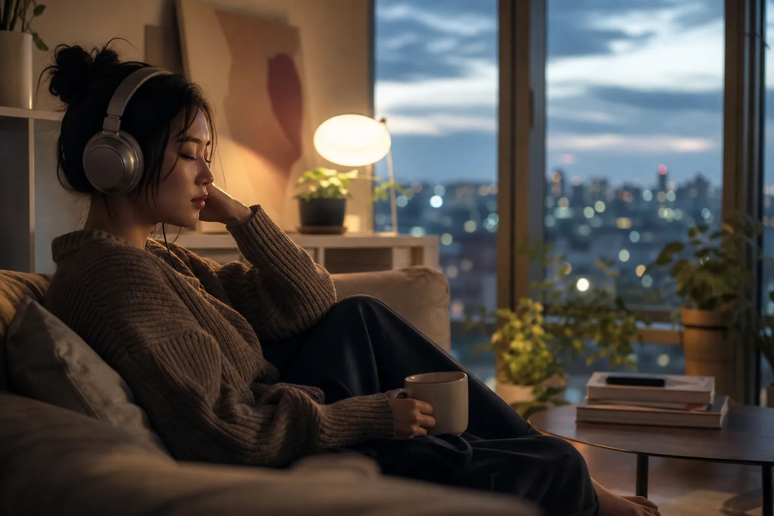 음악 스트리밍 서비스에서 실험음악 앨범을 듣는 청취자를 표현한 이미지